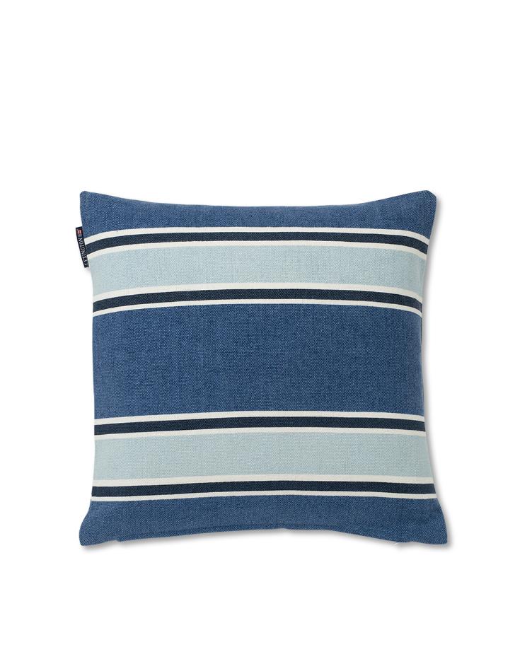 Striped Cotton Canvas Sham, blue