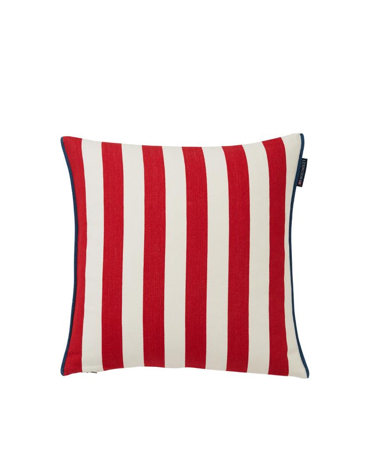 Striped Cotton Pillow Cover red/white 50x50