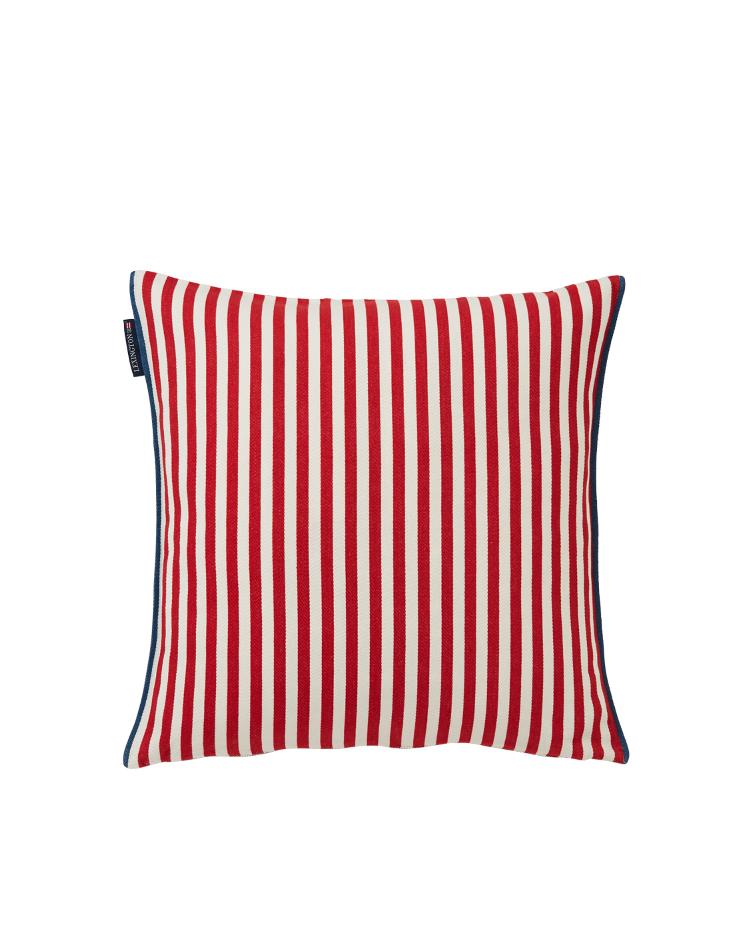 Striped Cotton Pillow Cover red/white 50x50 - 0