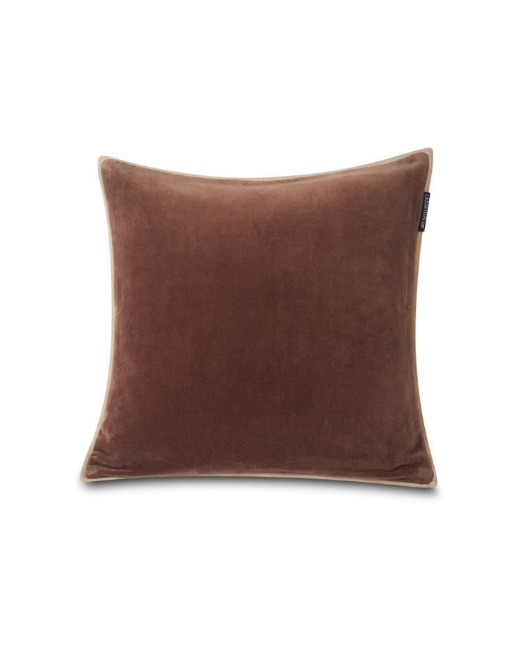 Velvet Cotton Pillow Cover With Edge, Brown 50x50