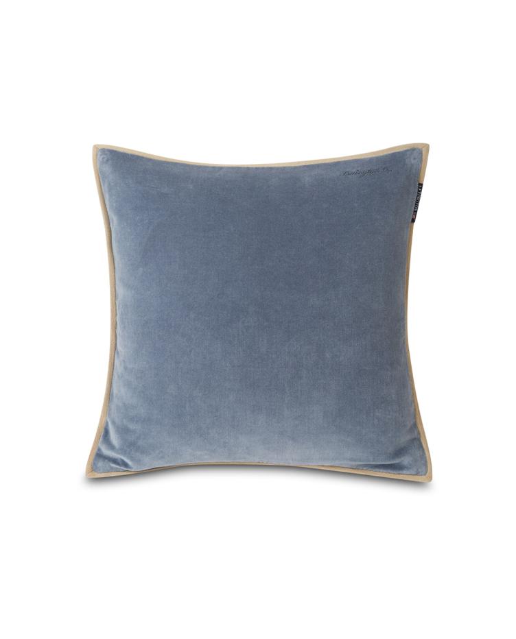 Velvet Cotton Pillow Cover With Edge, Steel Blue 50x50
