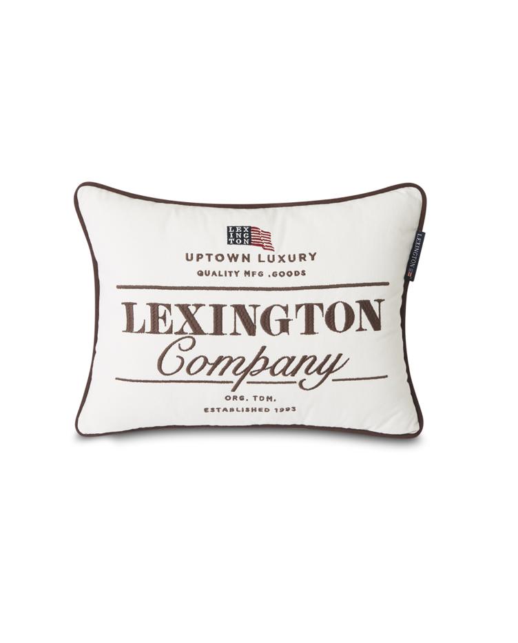 White Lexington Logo Cotton Twill Pillow Cover 30x40