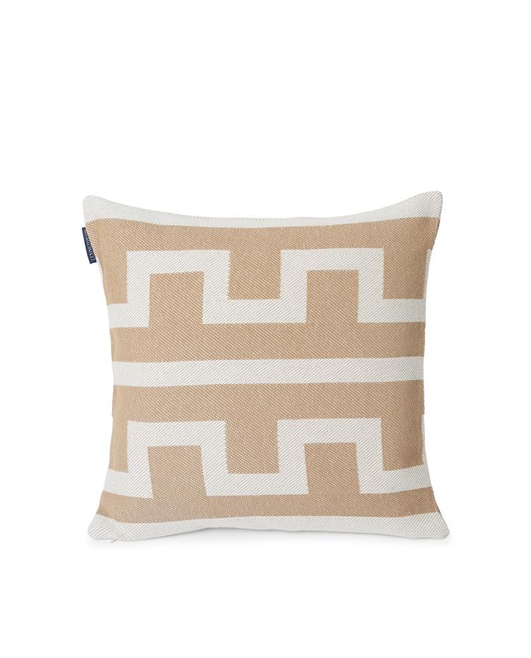Graphic Recycled Cotton Pillow Cover, Off White/Beige