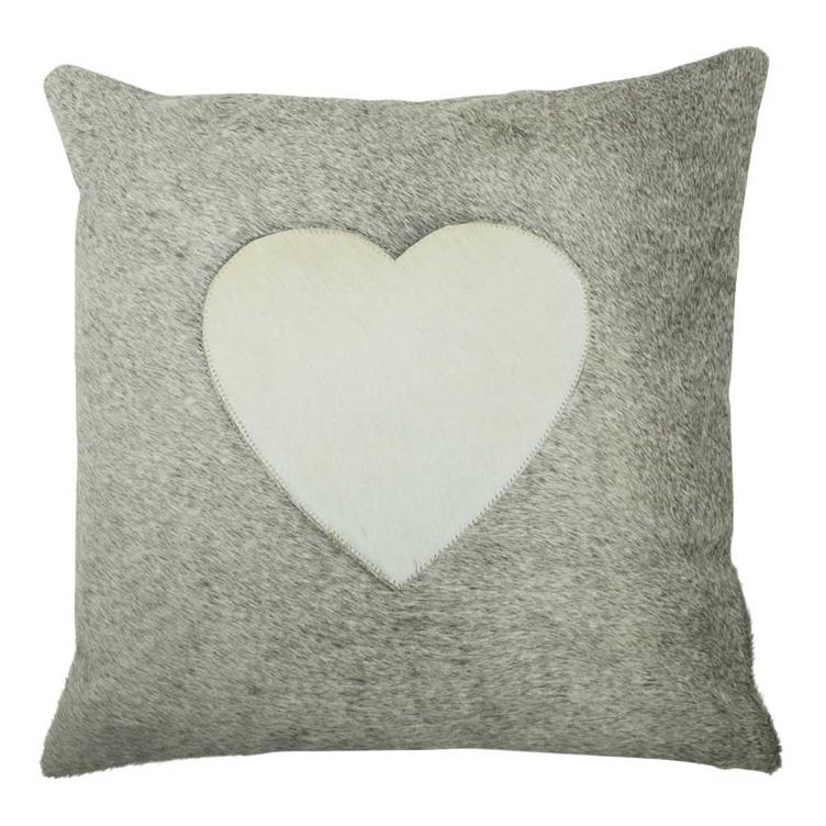 Cushion Cow Heart grey 45x45